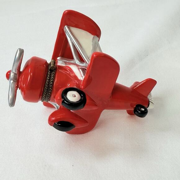 Red Barron Ceramic Plane With Flyer Trinket Box - Picture 5 of 9